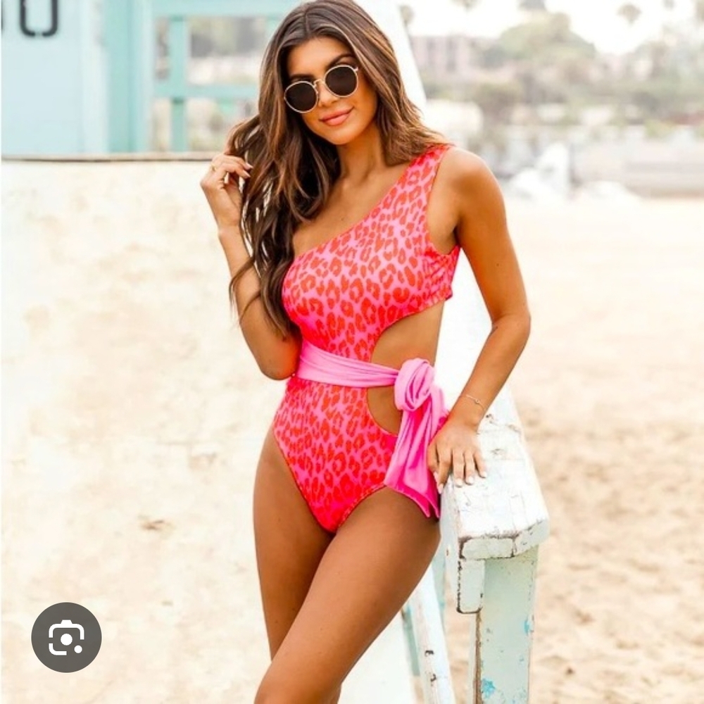 Pink Lily Vibrant Pink Animal Print Swimsuit